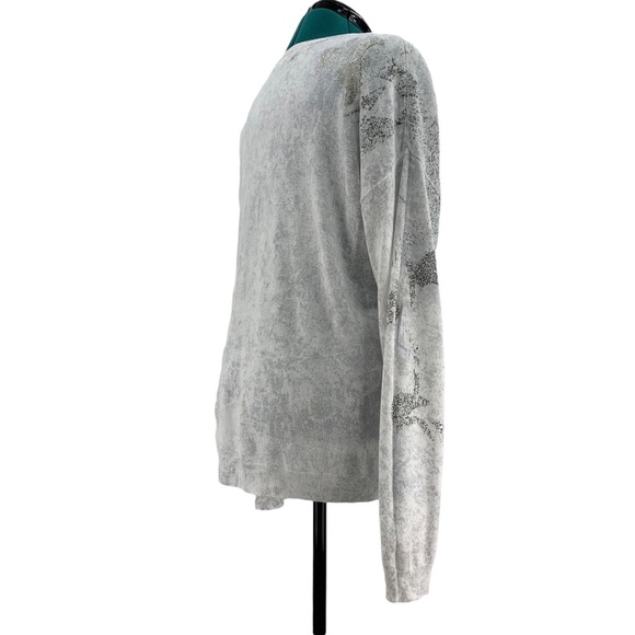 sandwich White and Grey Lightweight Patterned Long Sleeve Sweater, XL - Picture 9 of 16